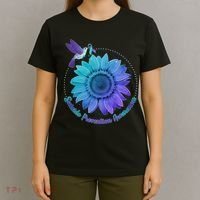 Suicide Prevention Awareness Hummingbird Flower T-Shirt thumb 4