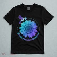 Suicide Prevention Awareness Hummingbird Flower T-Shirt thumb 5