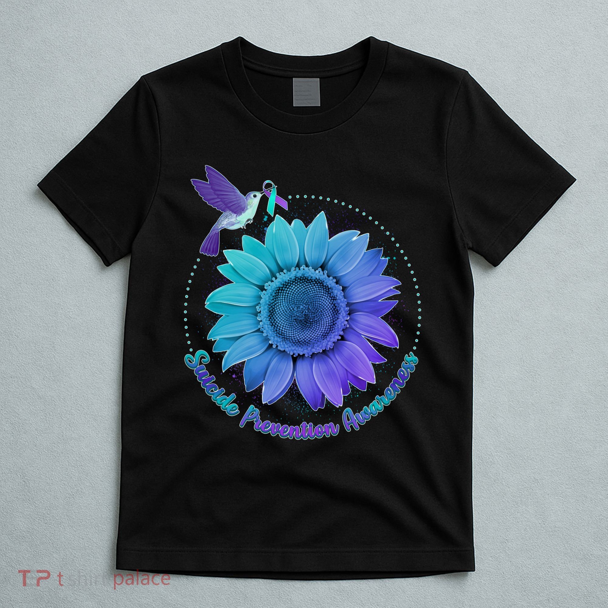 Suicide Prevention Awareness Hummingbird Flower T-Shirt