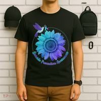 Suicide Prevention Awareness Hummingbird Flower T-Shirt thumb 6
