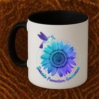 Suicide Prevention Awareness Hummingbird Flower Coffee Mug thumb 2