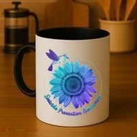 Suicide Prevention Awareness Hummingbird Flower Coffee Mug thumb 4