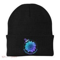 Suicide Prevention Awareness Hummingbird Flower Beanie thumb 0