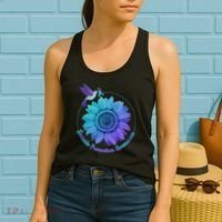 Suicide Prevention Awareness Hummingbird Flower Women's Tank Top thumb 2