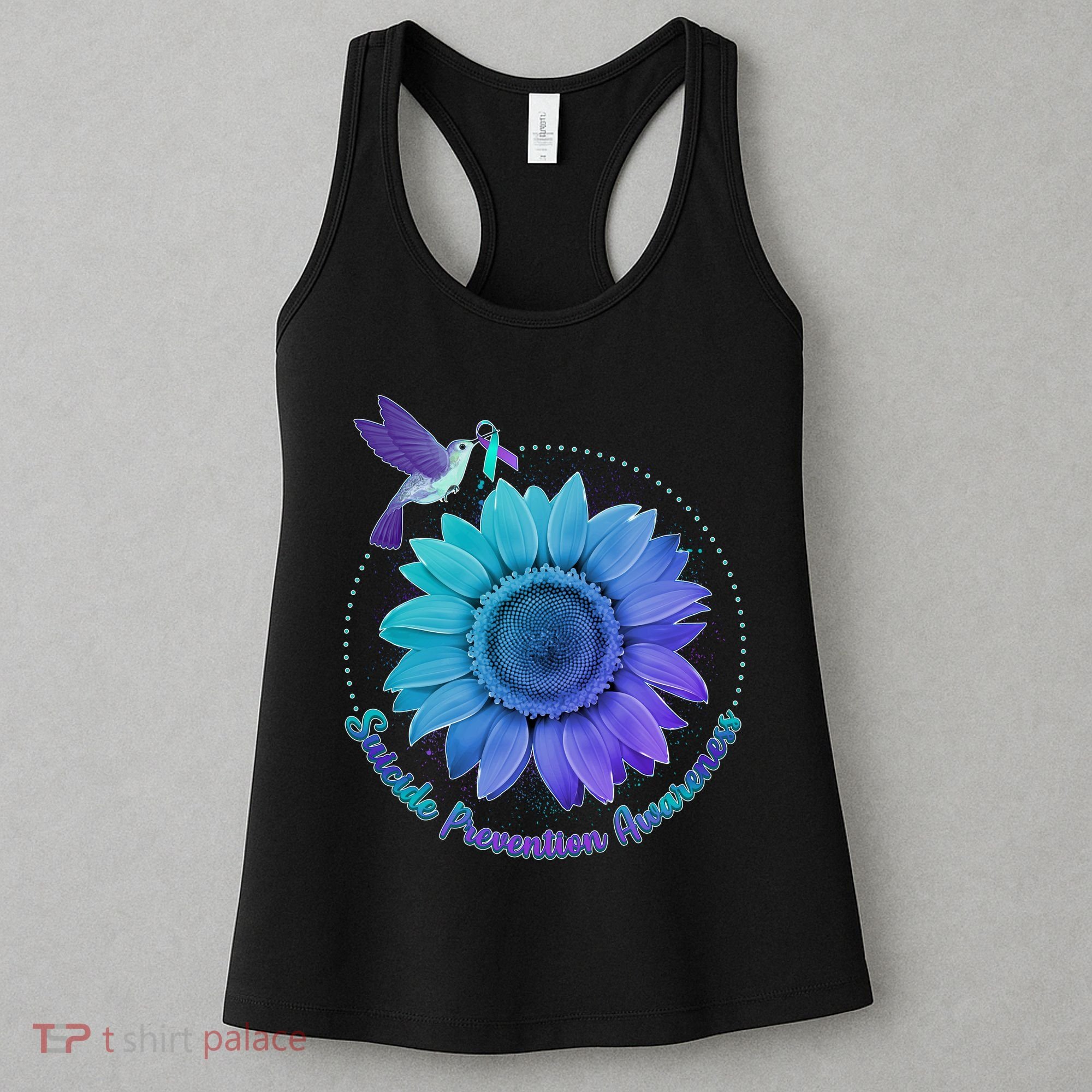 Suicide Prevention Awareness Hummingbird Flower Women's Tank Top