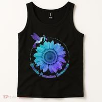 Suicide Prevention Awareness Hummingbird Flower Tank Top thumb 2