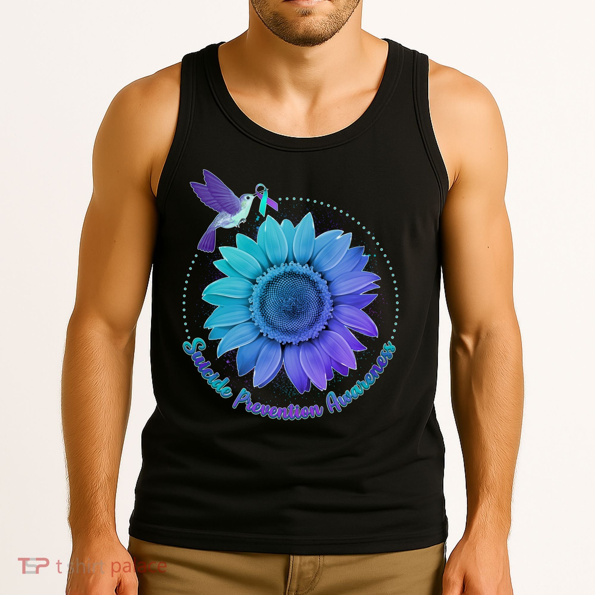 Suicide Prevention Awareness Hummingbird Flower Tank Top