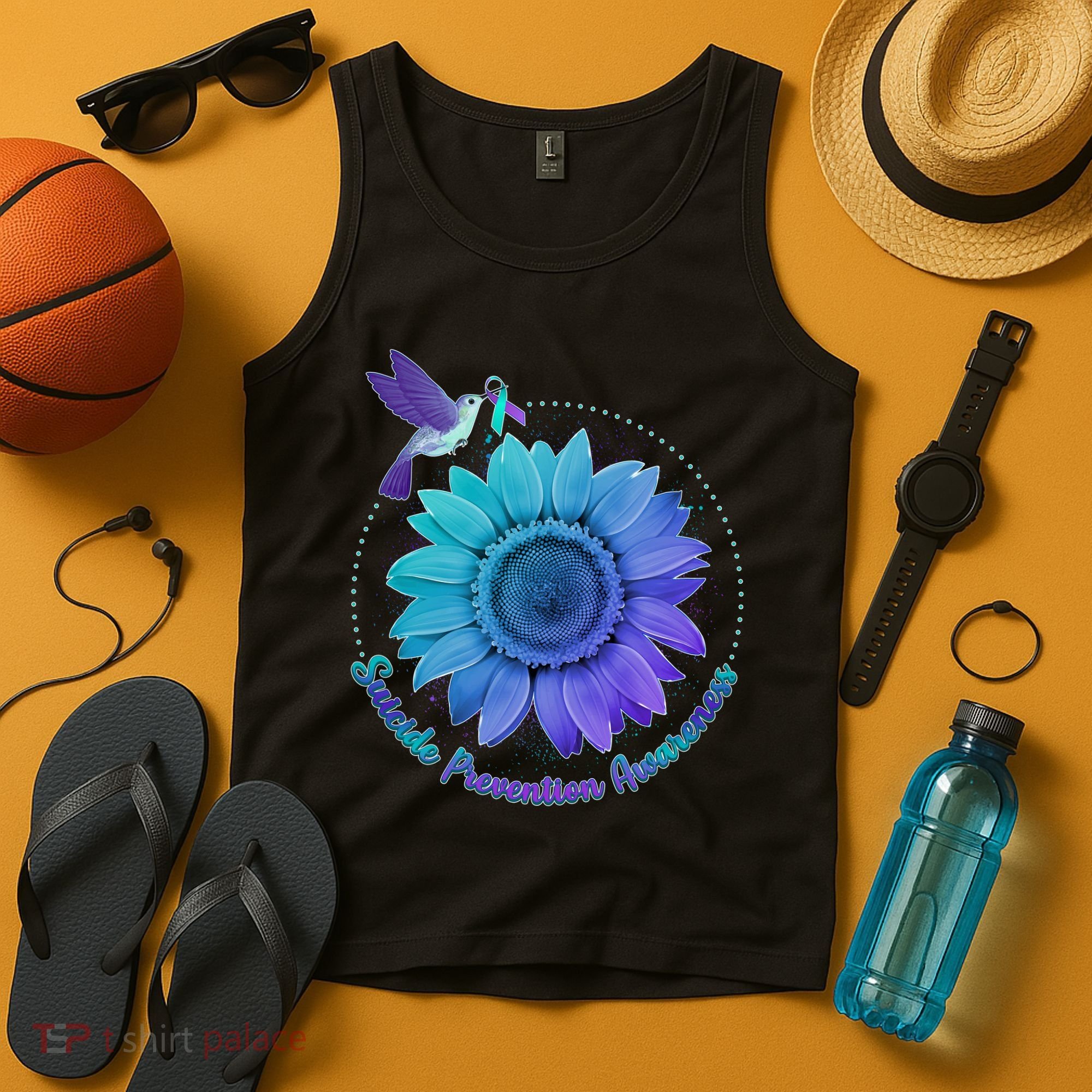 Suicide Prevention Awareness Hummingbird Flower Tank Top
