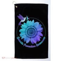 Suicide Prevention Awareness Hummingbird Flower Golf Towel thumb 0