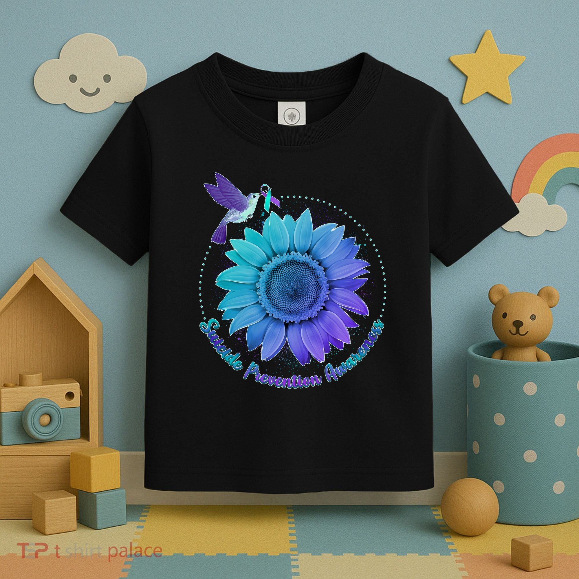 Suicide Prevention Awareness Hummingbird Flower Toddler T-Shirt