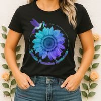 Suicide Prevention Awareness Hummingbird Flower Women's T-Shirt thumb 2