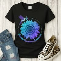 Suicide Prevention Awareness Hummingbird Flower Women's T-Shirt thumb 3
