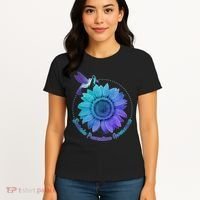 Suicide Prevention Awareness Hummingbird Flower Women's T-Shirt thumb 4