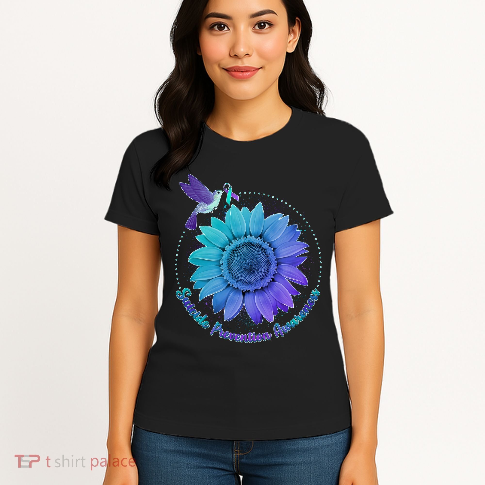 Suicide Prevention Awareness Hummingbird Flower Women's T-Shirt