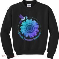 Suicide Prevention Awareness Hummingbird Flower Kids Sweatshirt thumb 0