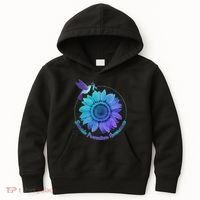 Suicide Prevention Awareness Hummingbird Flower Kids Hoodie thumb 0