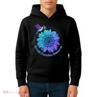 Suicide Prevention Awareness Hummingbird Flower Kids Hoodie thumb 4