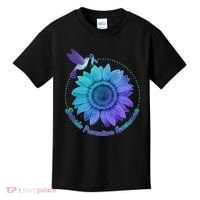 Suicide Prevention Awareness Hummingbird Flower Kids T-Shirt thumb 0
