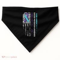 Suicide Prevention Awareness Ribbon American Flag USA-Made Doggie Bandana thumb 0