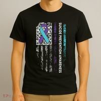 Suicide Prevention Awareness Ribbon American Flag T-Shirt thumb 3
