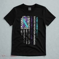 Suicide Prevention Awareness Ribbon American Flag T-Shirt thumb 5
