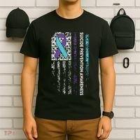 Suicide Prevention Awareness Ribbon American Flag T-Shirt thumb 6
