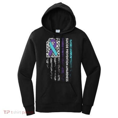 Suicide Prevention Awareness Ribbon American Flag Women's Hoodie