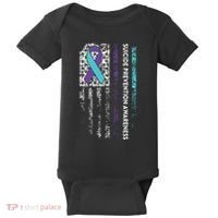 Suicide Prevention Awareness Ribbon American Flag Baby Bodysuit thumb 0