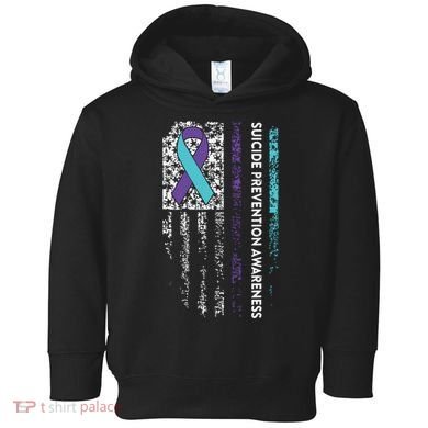 Suicide Prevention Awareness Ribbon American Flag Toddler Hoodie