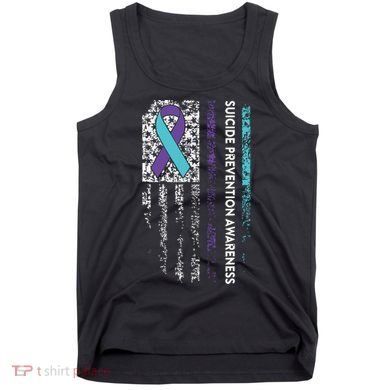Suicide Prevention Awareness Ribbon American Flag Tank Top