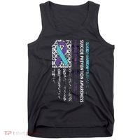 Suicide Prevention Awareness Ribbon American Flag Tank Top thumb 0