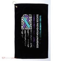 Suicide Prevention Awareness Ribbon American Flag Golf Towel thumb 0