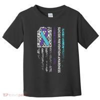 Suicide Prevention Awareness Ribbon American Flag Toddler T-Shirt thumb 0