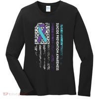 Suicide Prevention Awareness Ribbon American Flag Women's Long Sleeve Shirt thumb 0