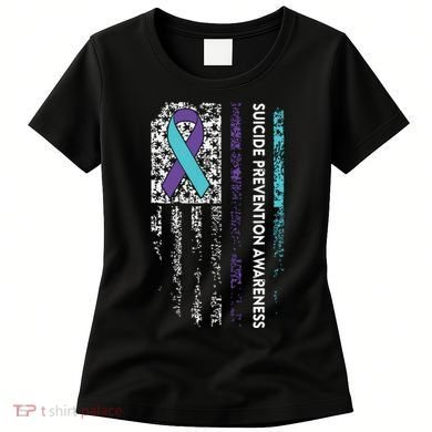 Suicide Prevention Awareness Ribbon American Flag Women's T-Shirt