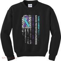 Suicide Prevention Awareness Ribbon American Flag Kids Sweatshirt thumb 0