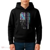 Suicide Prevention Awareness Ribbon American Flag Kids Hoodie thumb 4