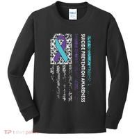 Suicide Prevention Awareness Ribbon American Flag Kids Long Sleeve Shirt thumb 0