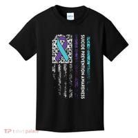 Suicide Prevention Awareness Ribbon American Flag Kids T-Shirt thumb 0