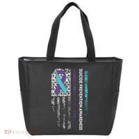 Suicide Prevention Awareness Ribbon American Flag Tote Bag thumb 0