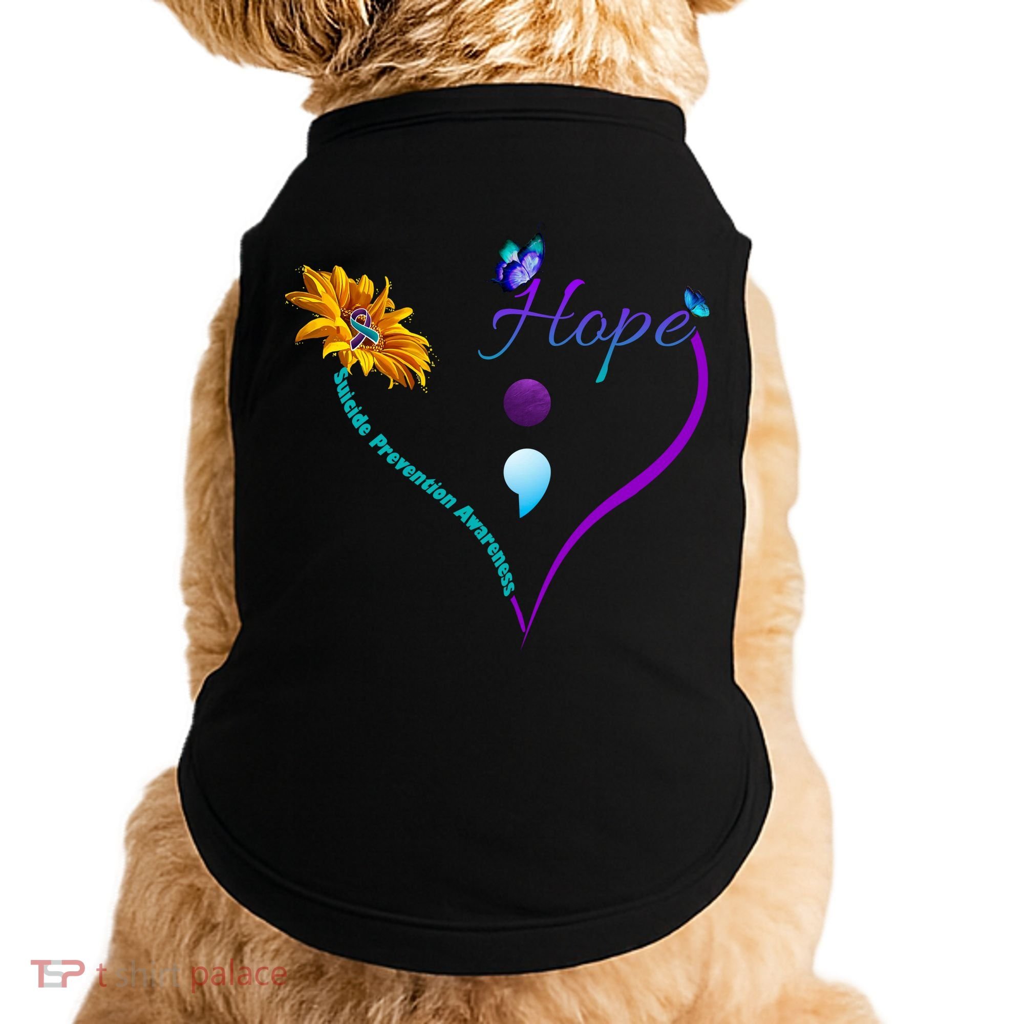 Suicide Prevention Awareness Floral Heart Doggie Tank