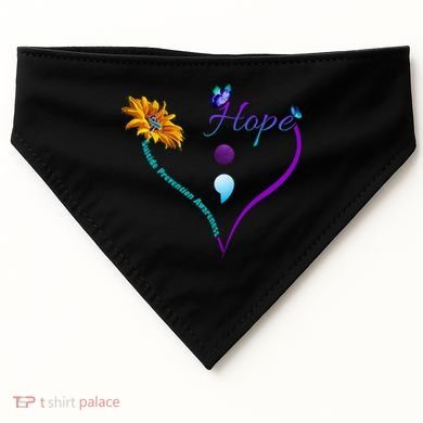 Suicide Prevention Awareness Floral Heart USA-Made Doggie Bandana