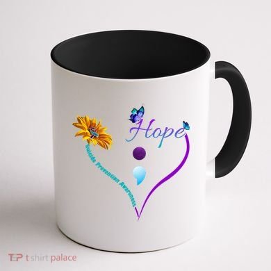 Suicide Prevention Awareness Floral Heart Coffee Mug back