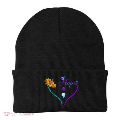 Suicide Prevention Awareness Floral Heart Beanie