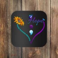 Suicide Prevention Awareness Floral Heart Coaster thumb 0