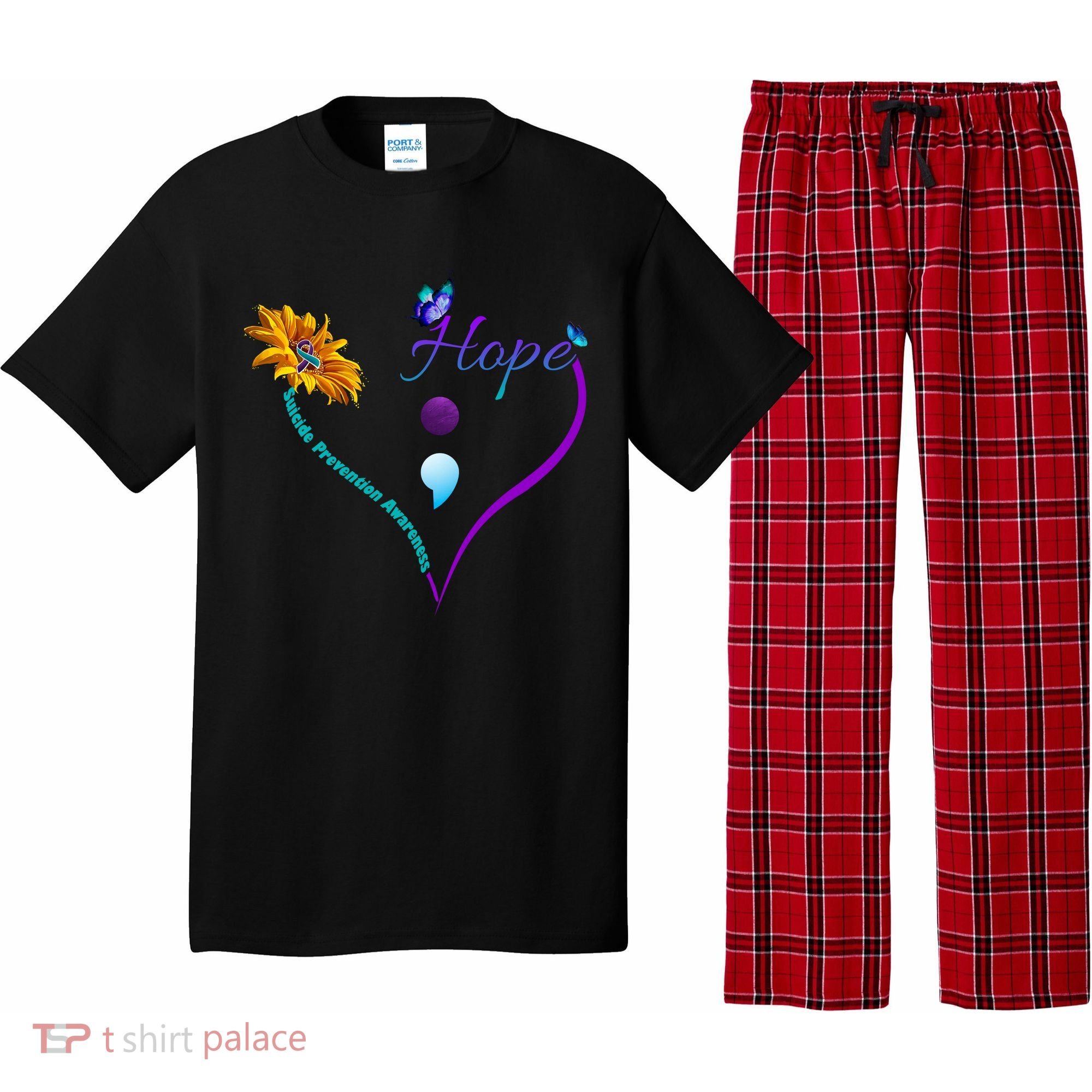 Suicide Prevention Awareness Floral Heart Pajama Set