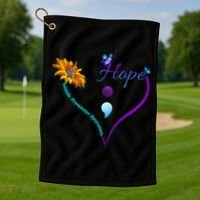 Suicide Prevention Awareness Floral Heart Golf Towel thumb 1