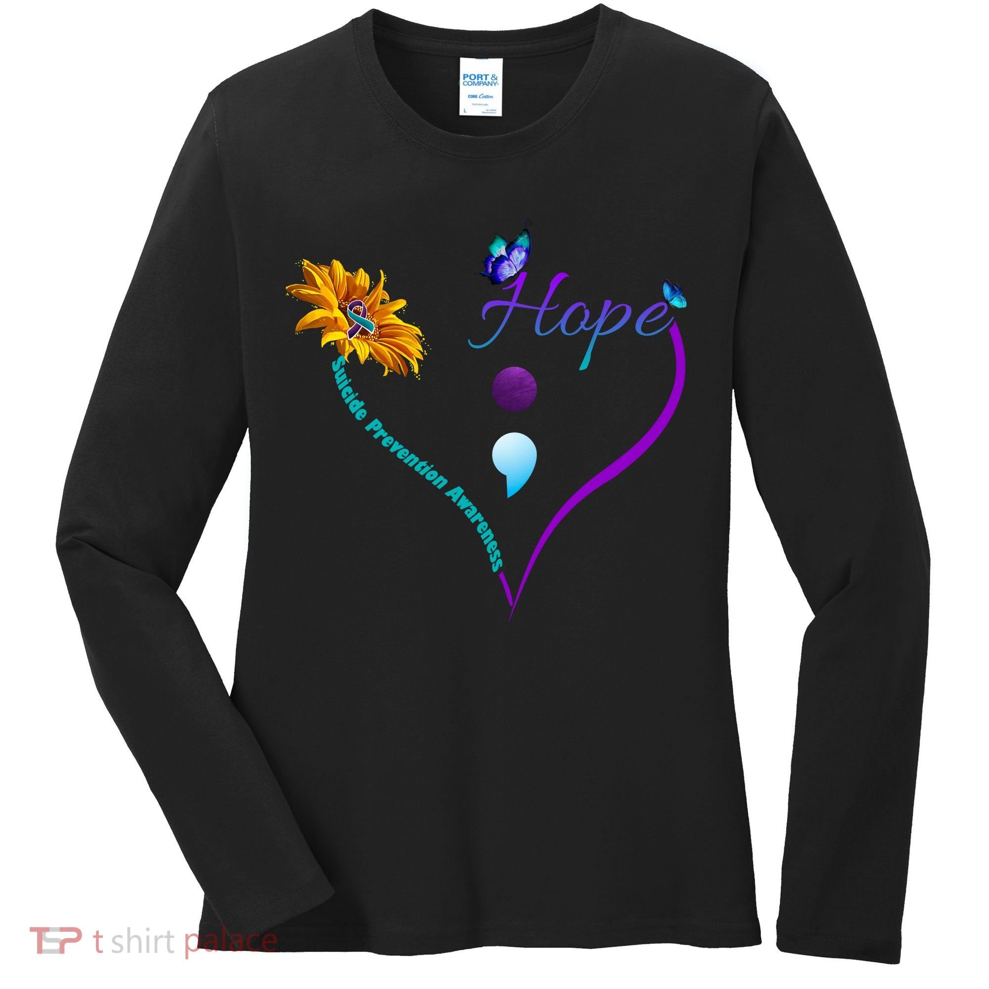 Suicide Prevention Awareness Floral Heart Women's Long Sleeve Shirt