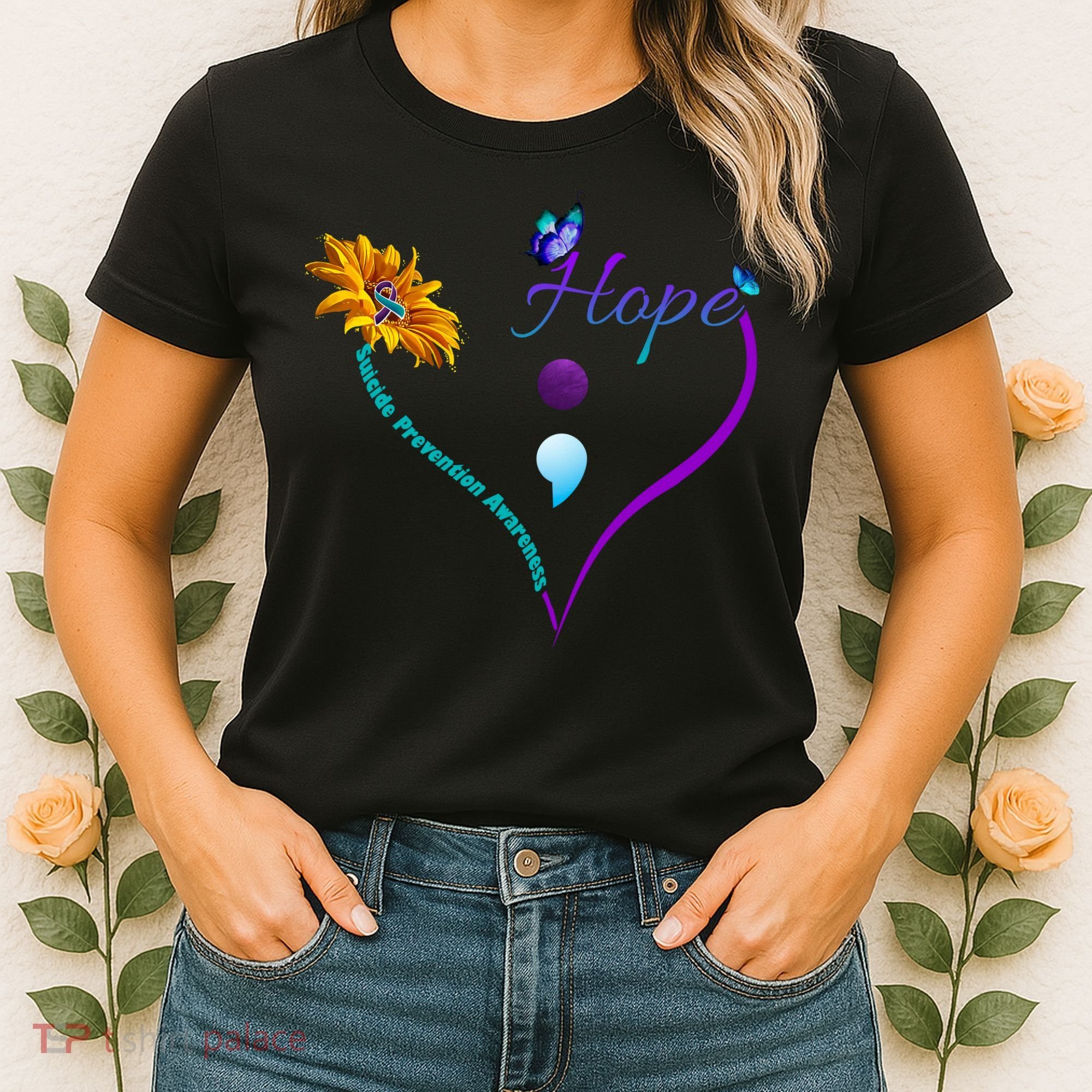 Suicide Prevention Awareness Floral Heart Women's T-Shirt