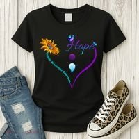 Suicide Prevention Awareness Floral Heart Women's T-Shirt thumb 3